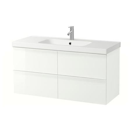 Шкаф для раковины с 4 ящик, 123x49x64 cm IKEA ODENSVIK ОДЕНСВИК, GODMORGON ГОДМОРГОН 992.931.41