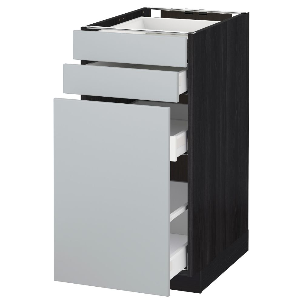 Напольный шкаф с выдвижными модулями, 2 фронтальные панели МЕТОД / МАКСИМЕРА, черный, Веддинге серый - схема-чертеж с размерами