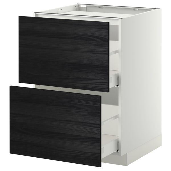 Напольный шкаф, 2 фронтальных панели, 3 ящика МЕТОД / МАКСИМЕРА, белый, Тингсрид черный - фото 1