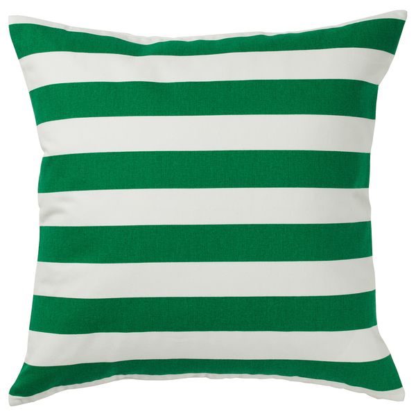 Чехол на подушку СОММАР 2019, белый, зеленый/желтый в полоску (50x50 см) - фото 1