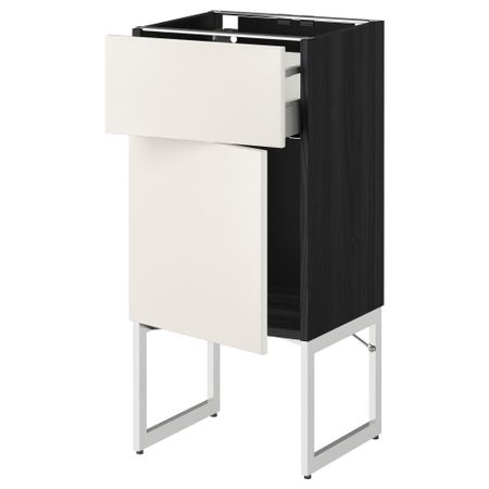 Напольный шкаф с ящиком, дверью МЕТОД / МАКСИМЕРА, черный, Веддинге белый