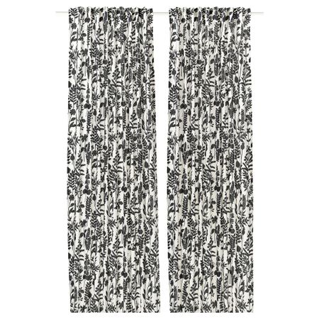 Гардины, 2 шт., белый, антрацит, 145x300 см IKEA ROTVECKLARE 805.875.01