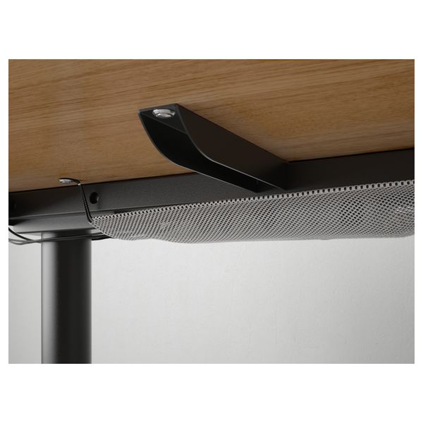 Угловой письменный стол левосторонний трансформер БЕКАНТ, дубовый шпон, черный (160x110 см) - фото 4