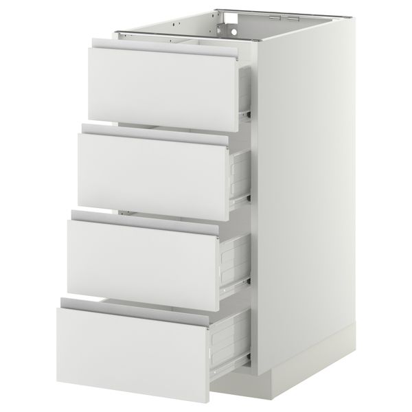 Напольный шкаф 4 фронтальных панели/4 ящика МЕТОД / ФОРВАРА, белый, Нодста белый - схема-чертеж с размерами