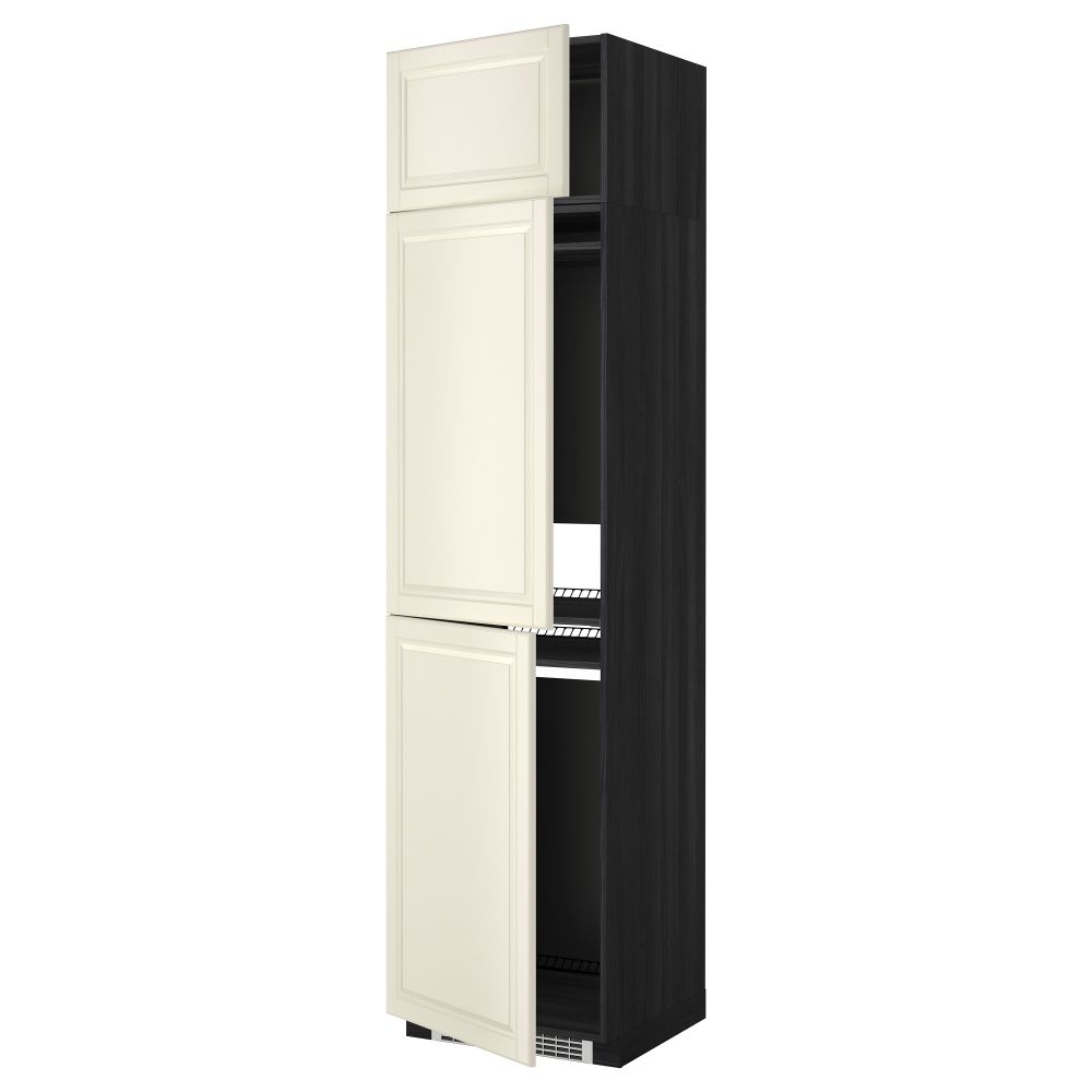 Высокий шкаф для холодильника или морозильника, с 3 дверями МЕТОД, черный, Будбин белый с оттенком (60x60x240 см) - схема-чертеж с размерами