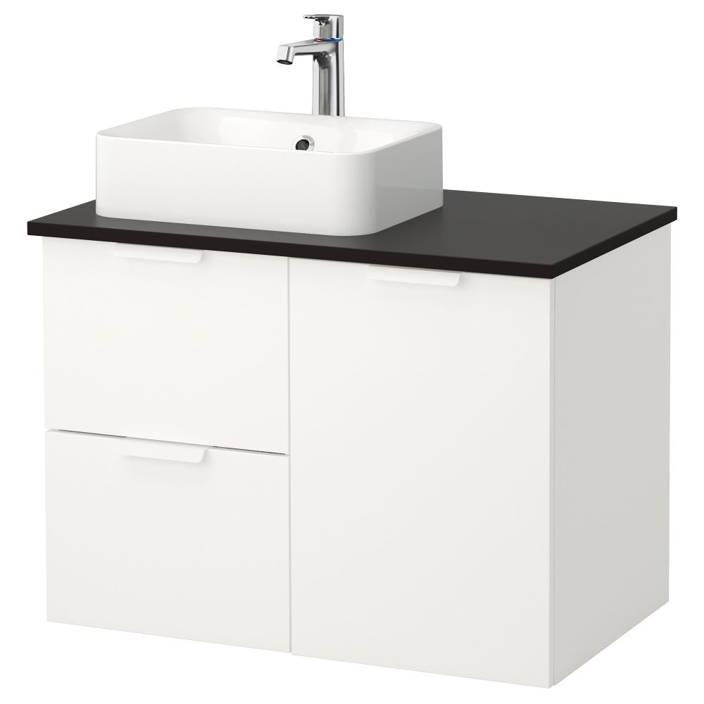 Шкаф с раковиной 45x32 см ГОДМОРГОН/ТОЛКЕН / ХОРВИК, белый, антрацит (82x49x72 см) - фото 1