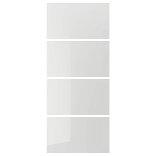 4 панели для рамы раздвижной дверцы, глянцевый светло-серый 100x236 см IKEA HOKKSUND ХОККСУНД 203.823.43 - фото 1