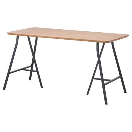 Стол ХИЛВЕР / ЛЕРБЕРГ, бамбук, серый (140x65 см)