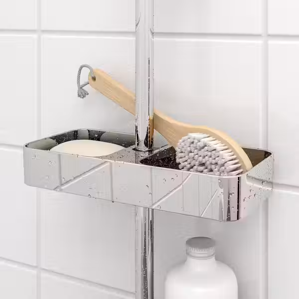 BROGRUND Полка для ванной - хромированный 25x4 см - схема-чертеж с размерами