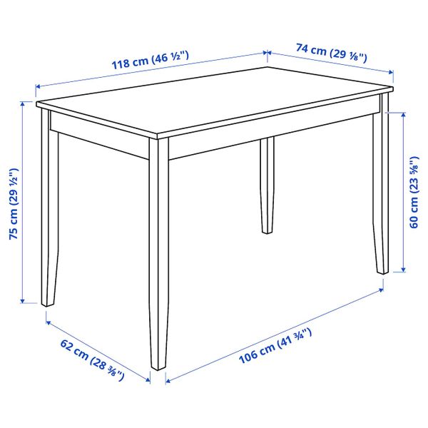 Стол и 4 стула, черно-коричневый/Гуннаред классический серый 118x74 см IKEA LERHAMN ЛЕРХАМН / BERGMUND БЕРГМУНД 094.083.49 - фото 3