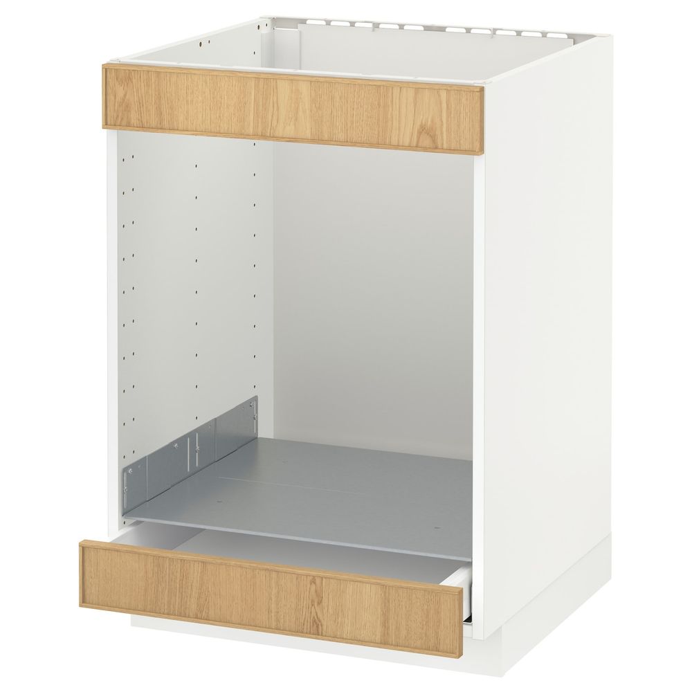 Напольный шкаф для варочной панели+духовки/ящ, белый/Экестад дуб 60x60 см IKEA METOD МЕТОД / MAXIMERA МАКСИМЕРА 492.349.55 - схема-чертеж с размерами