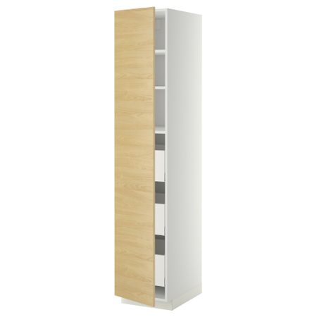 Высокий шкаф с ящиками МЕТОД / МАКСИМЕРА, белый, Тингсрид береза