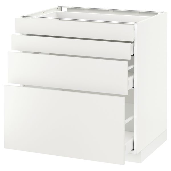 Напольный шкаф 4 фронтальных панели, 4 ящика МЕТОД / МАКСИМЕРА, белый, Хэггеби белый - схема-чертеж с размерами