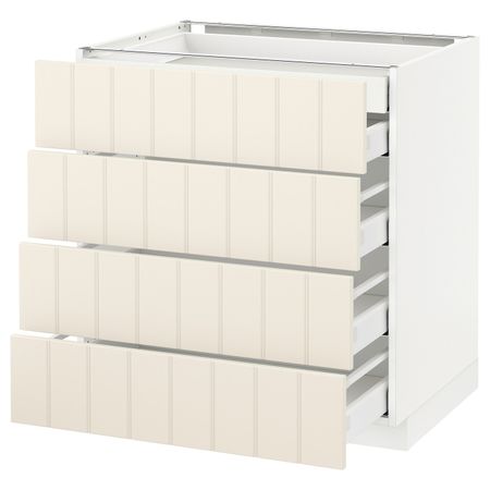 Напольный шкаф 4 фронтальных, 2 низких, 3 средних ящ, белый/Хитарп белый с оттенком 80x60 см IKEA METOD МЕТОД / MAXIMERA