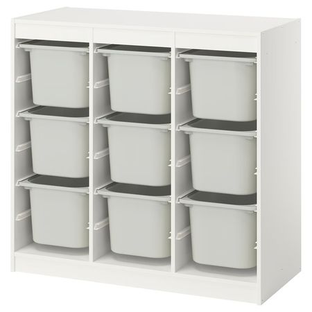 TROFAST Комбинация д/хранения+контейнеры - ширма/белый серый 99x44x94 см