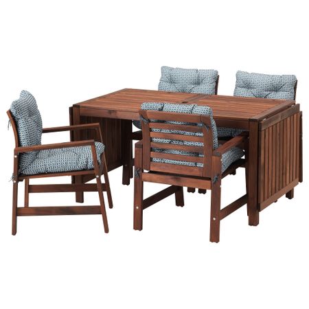 Стол + 4 кресла, для сада ЭПЛАРО, коричневая морилка, Иттерон синий