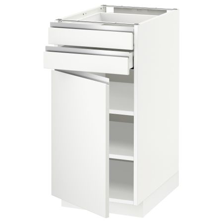 Напольный шкаф с дверцей, 2 ящиками МЕТОД / МАКСИМЕРА, белый, Нодста белый