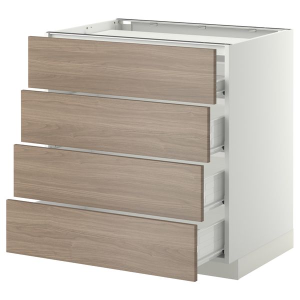 Напольный шкаф, 4 фронтальных панели, 4 ящика МЕТОД / ФОРВАРА, белый, Брокхульт светло-серый - схема-чертеж с размерами