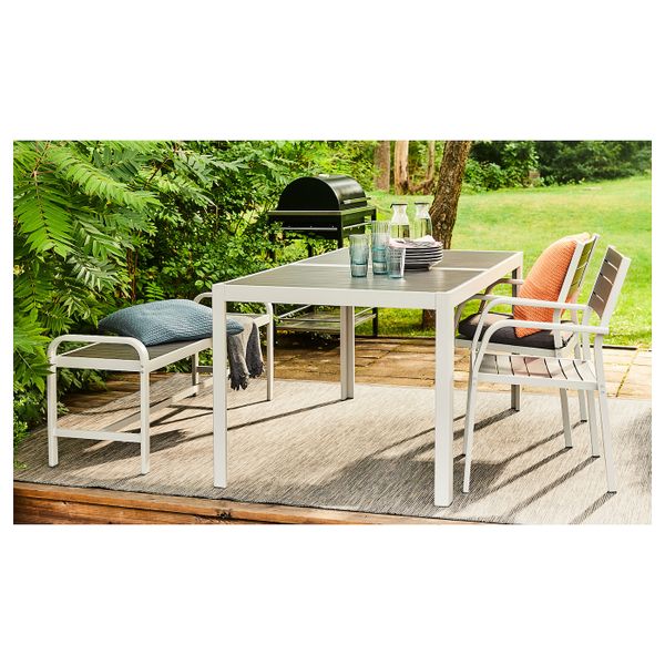 Стол+2стула+скамья,д/сада, темно-серый/светло-серый 156x90 см IKEA SJÄLLAND ШЭЛЛАНД 292.651.94 - фото 9