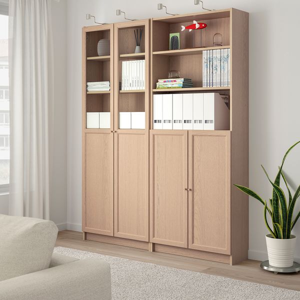 Стеллаж, панельные, стеклянные двери, 160x30x202 cm IKEA BILLY БИЛЛИ, OXBERG ОКСБЕРГ 092.807.27 - фото 3