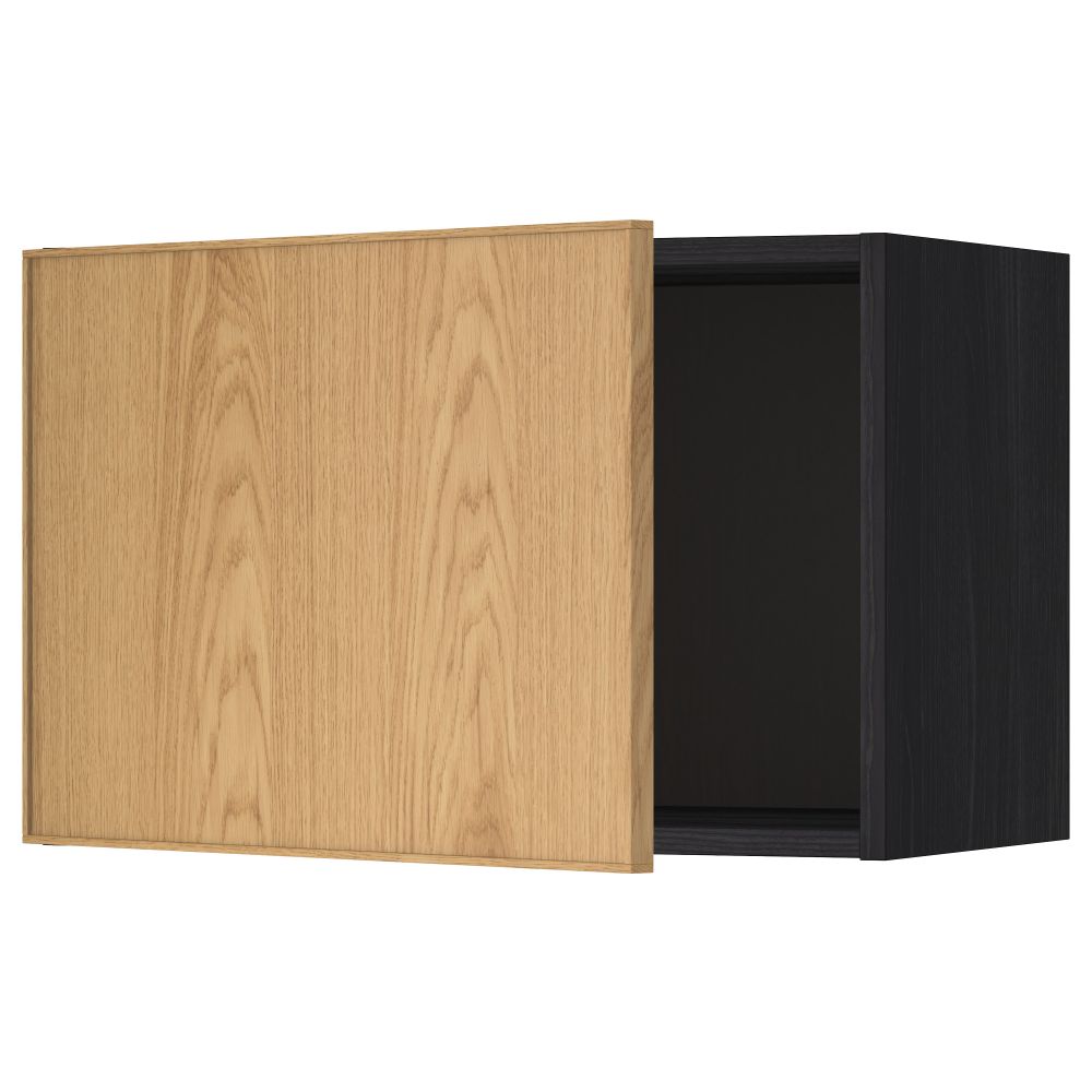 Шкаф навесной МЕТОД, черный, Экестад дуб - схема-чертеж с размерами