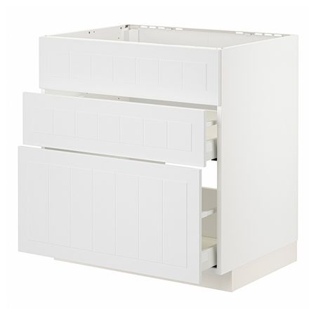 Шкаф под мойку+3фасада/2ящика, белый/Стенсунд белый 80x60 см IKEA METOD МЕТОД / MAXIMERA МАКСИМЕРА 194.097.01