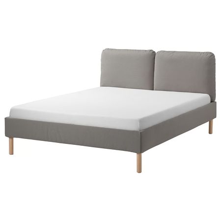 SAGESUND Каркас кровати с обивкой - Diseröd коричневый/Lönset 160x200 см