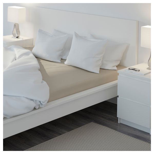 Простыня натяжная НАТТЭСМИН, бежевый - схема-чертеж с размерами