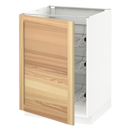 Напольный шкаф/проволочные корзины, белый/Торхэмн ясень 60x60 см IKEA METOD МЕТОД 194.464.64