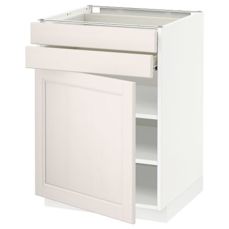 Напольный шкаф с дверцей, 2 ящиками МЕТОД / ФОРВАРА, белый, Лаксарби белый