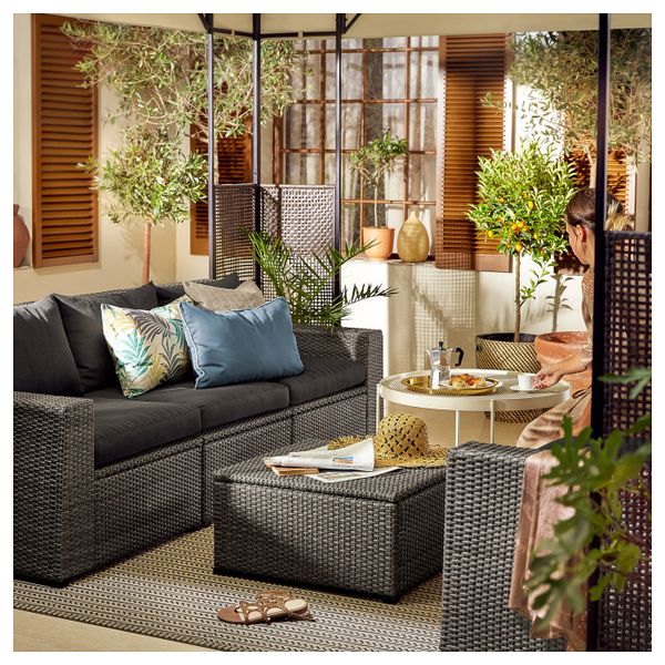 3-местный модульный диван, садовый, темно-серый/Холло черный 223x82x80 см IKEA СОЛЛЕРОН 592.884.91 - фото 2