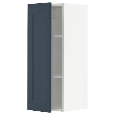 Навесной шкаф с полками, белый Акстад/матовая поверхность синий 30x80 см IKEA METOD МЕТОД 194.019.84