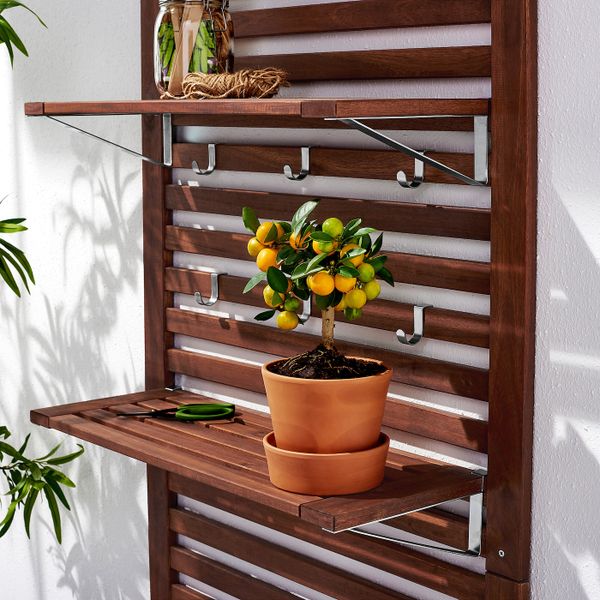 Садовая скамья + панель/полки, коричневая морилка 80x44x158 см IKEA ÄPPLARÖ ЭПЛАРО 992.288.72 - фото 4