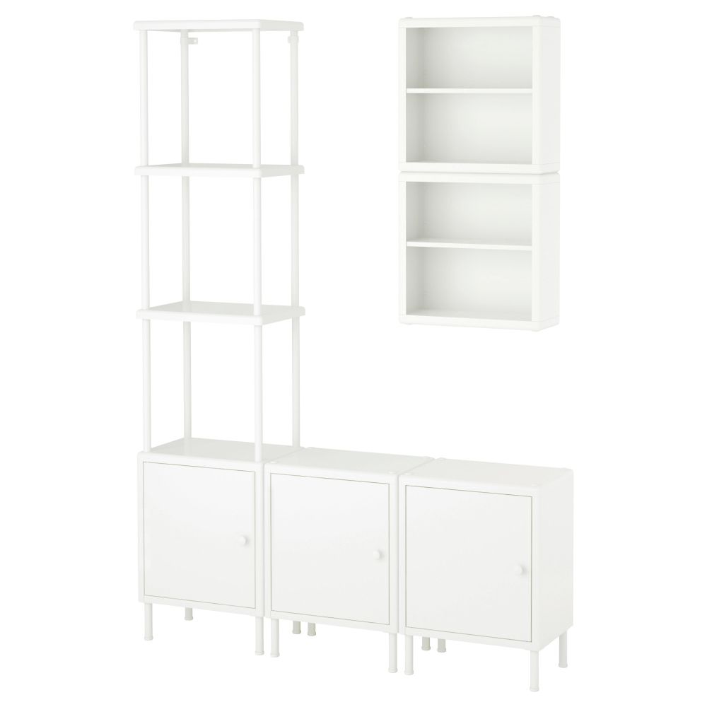 Стеллаж с 3 шкафчиками ДИНАМ, белый (120x27x54-174 см) - фото 1