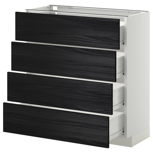 Напольный шкаф 4 фронтальных панели, 4 ящика МЕТОД / ФОРВАРА, белый, Тингсрид черный - схема-чертеж с размерами