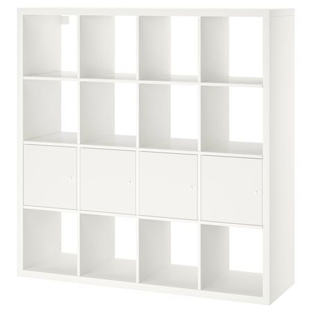 Стеллаж с 4 вставками, белый 147x147 см IKEA KALLAX КАЛЛАКС 592.269.12