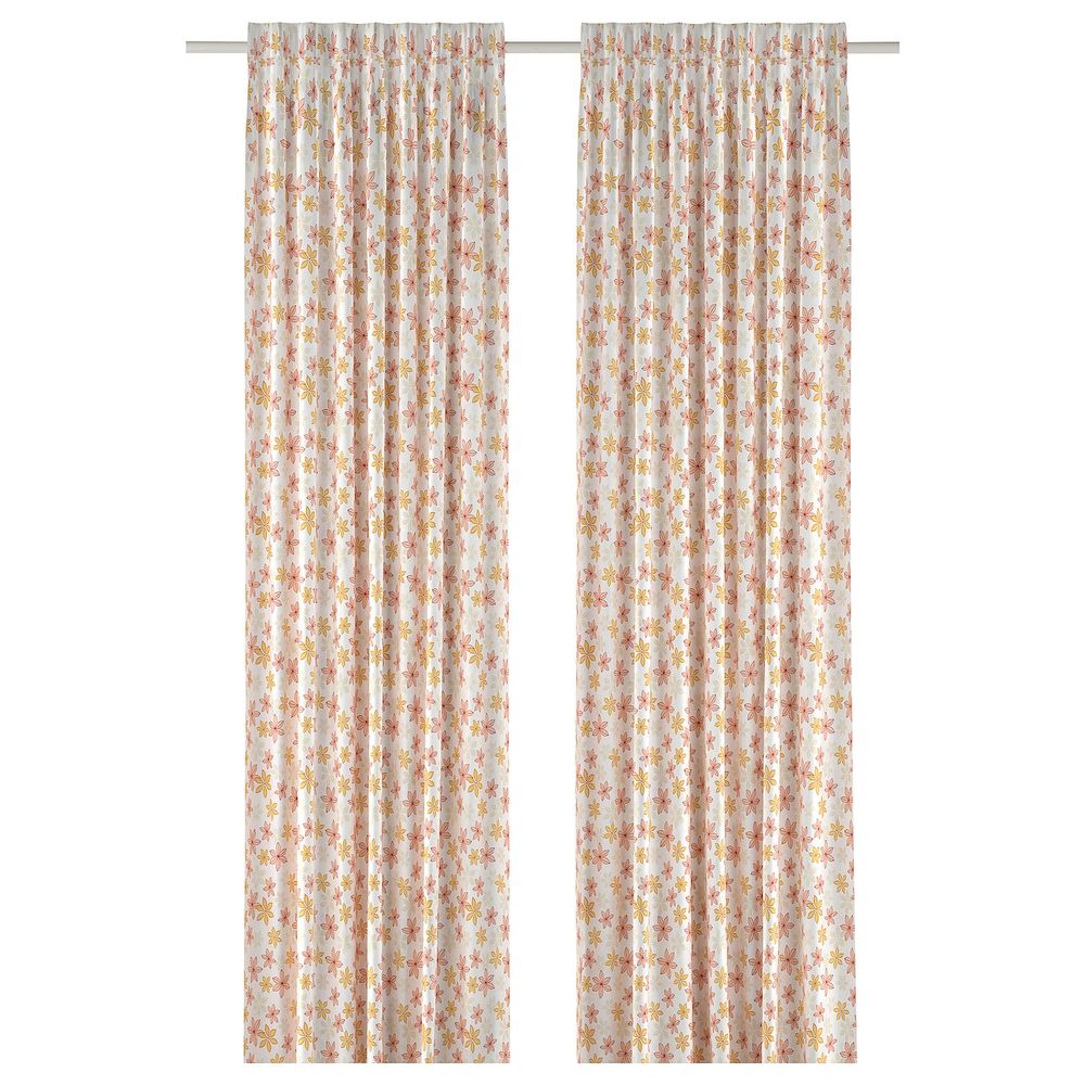 Гардины, 2 шт., цветок 145x300 см IKEA SKÄRMMAL СКЭРММАЛ 505.219.03 - фото 1