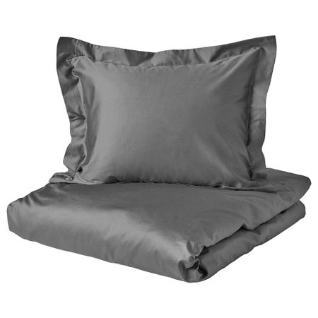Пододеяльник и 2 наволочки, темно-серый, 240x220, 50x60 см IKEA LUKTJASMIN ЛЮКТЭСМИН 904.425.41
