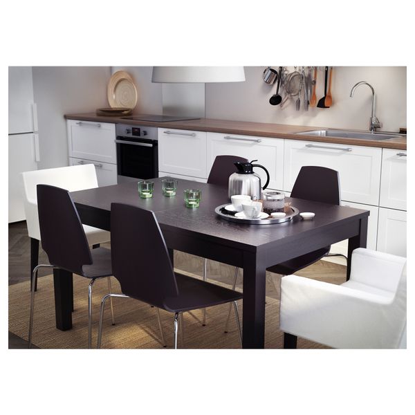 Раздвижной стол БЬЮРСТА, коричнево-чёрный (140/180/220x84 см) - фото 7