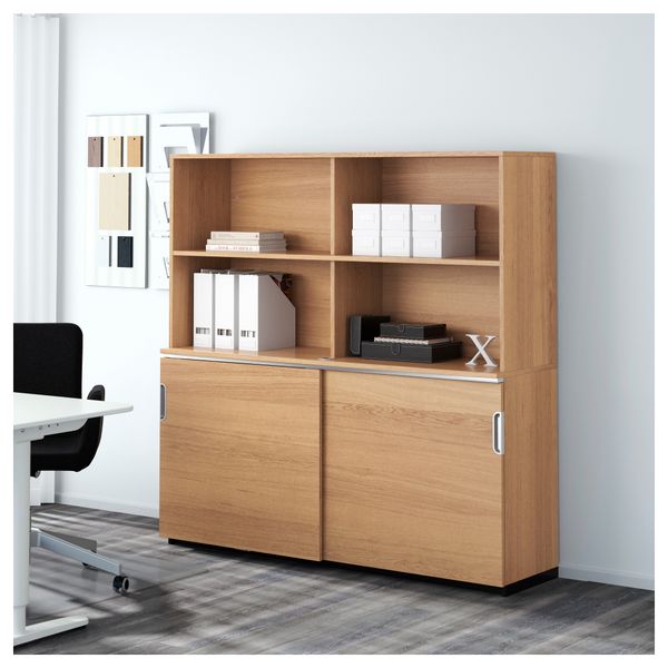 Комбинация для хранения с раздвижной дверцами ГАЛАНТ, дубовый шпон (160x160 см) - фото 2