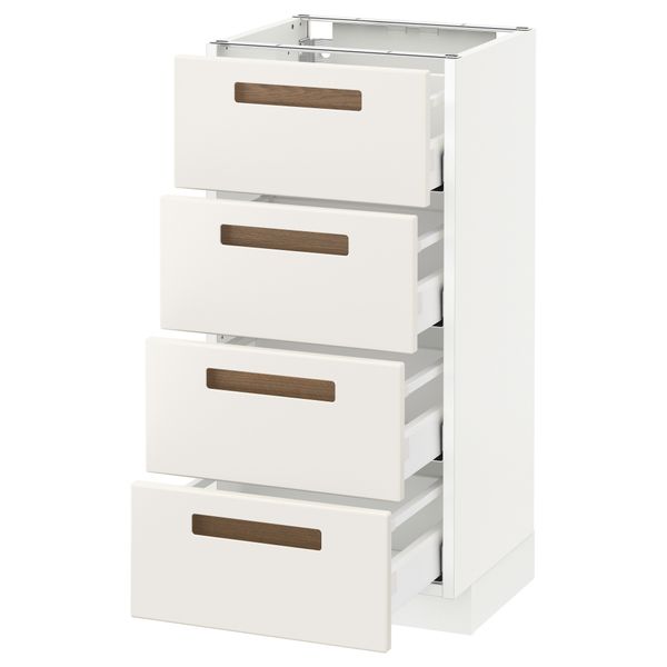 Напольный шкаф 4 фронтальных панели, 4 ящика МЕТОД / МАКСИМЕРА, белый, Мэрста белый - схема-чертеж с размерами