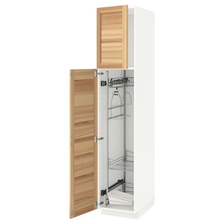 Высокий шкаф с отделением для аксессуаров для/уборки, белый/Торхэмн ясень 40x60x200 см IKEA METOD МЕТОД 094.453.80