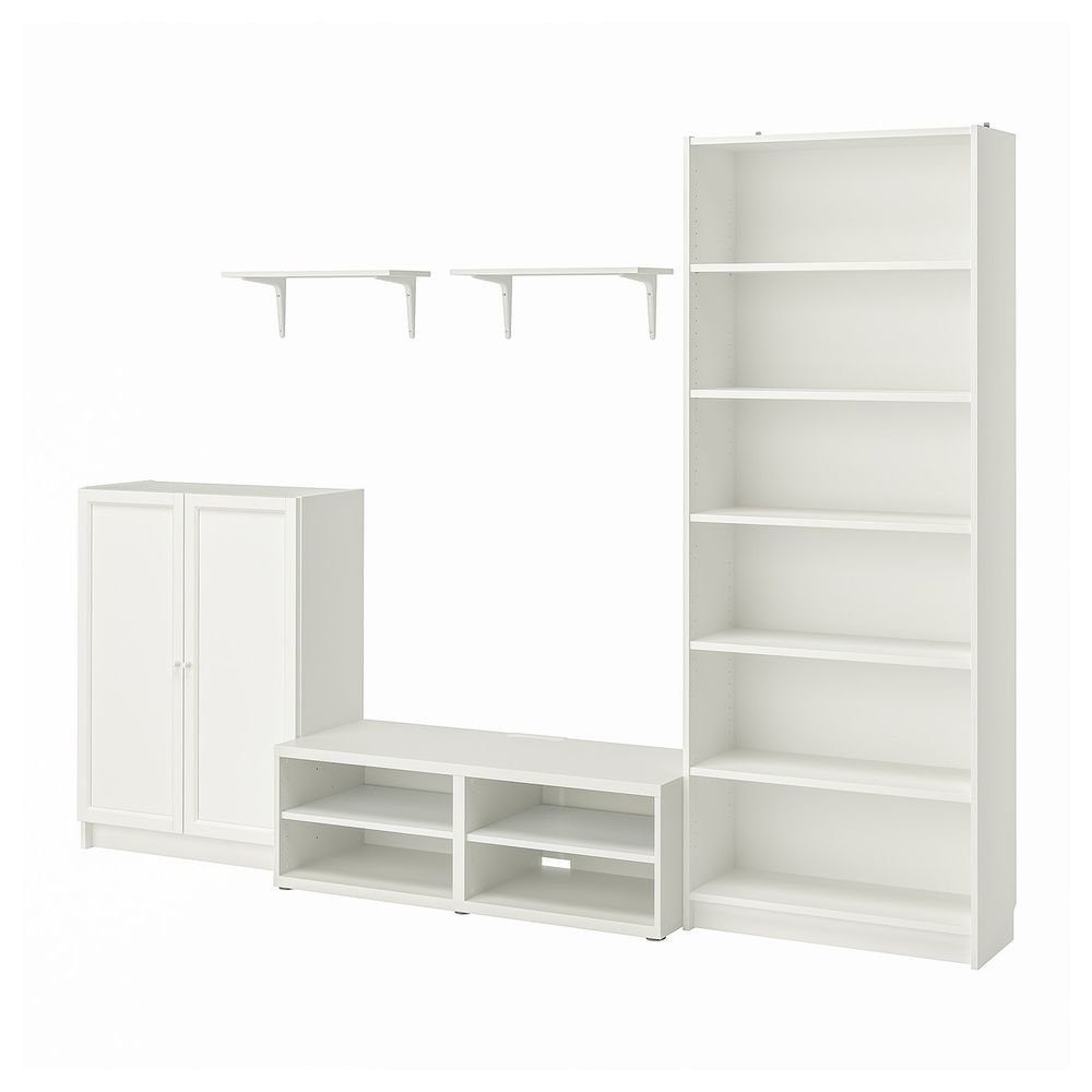 Шкаф для ТВ, комбинация, белый 280x40x202 см IKEA BILLY БИЛЛИ / BESTÅ БЕСТО 593.987.34 - фото 1