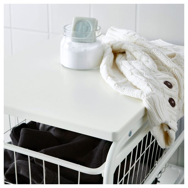 Рама, 3 проволочные корзины, верхняя полка АЛЬГОТ, белый (41x60x105 см) - фото 3