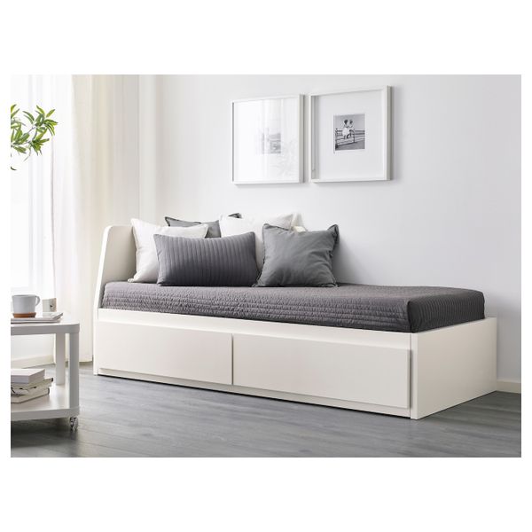 Каркас кровати-кушетки с 2 ящиками, белый 80x200 см IKEA FLEKKE ФЛЕККЕ 703.799.89 - фото 3