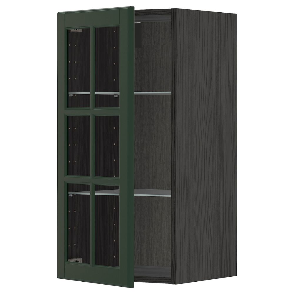 Навесной шкаф с полками, стекляными дв, черный/Будбин темно-зеленый 40x80 см IKEA МЕТОД 493.132.26 - схема-чертеж с размерами