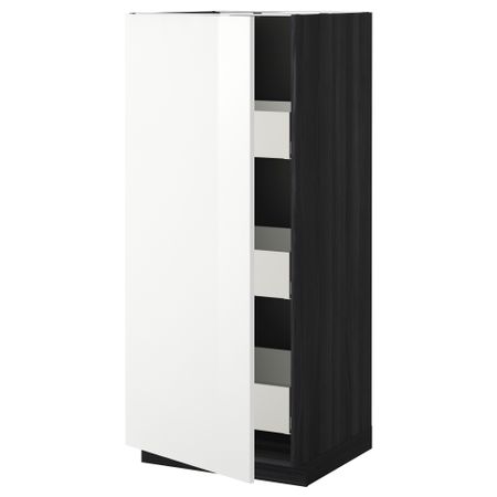 Высокий шкаф с ящиками МЕТОД / МАКСИМЕРА, черный, Рингульт белый
