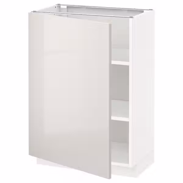 METOD Напольный шкаф с полками - белый/Ringhult светло-серый 60x37 см - фото 1