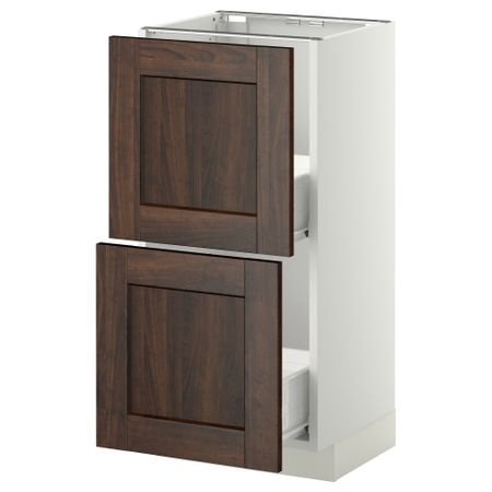 Напольный шкаф с 2 ящиками МЕТОД / ФОРВАРА, белый, Эдсерум коричневый
