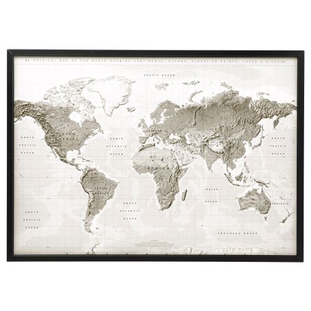 Картина с рамой БЬЁРКСТА, Планета Земля серый/белый, черный (140x100 см)